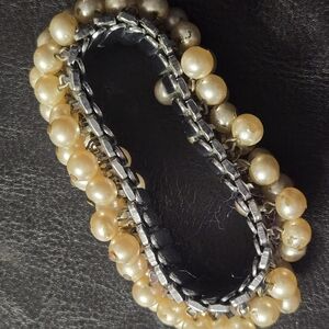 vintage faux pearl cha-cha expansion bracelet